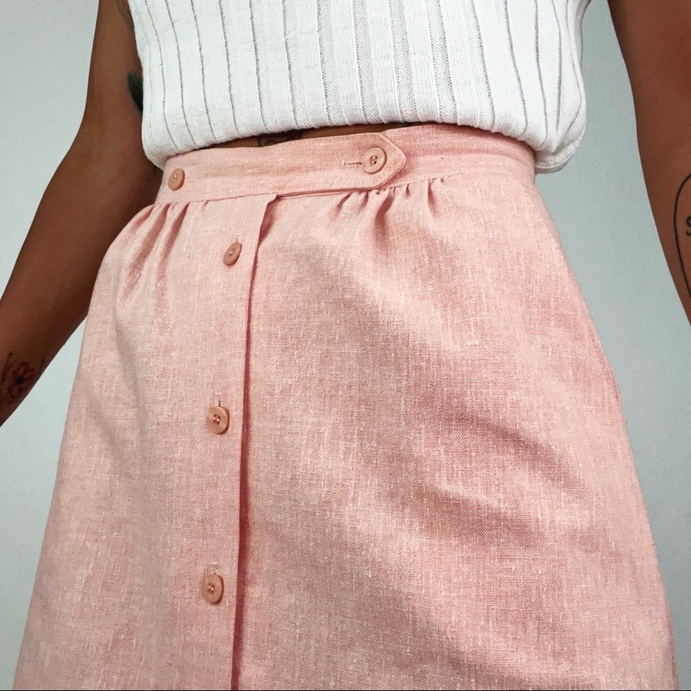 Vintage Button-Front Midi Skirt | Size XS